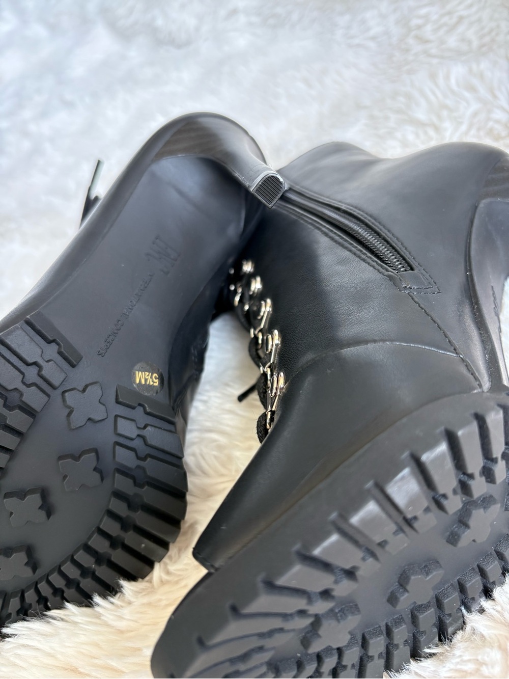 INC International Concepts Black Lace-Up Peep Toe Ankle Boots - Picture 10 of 11